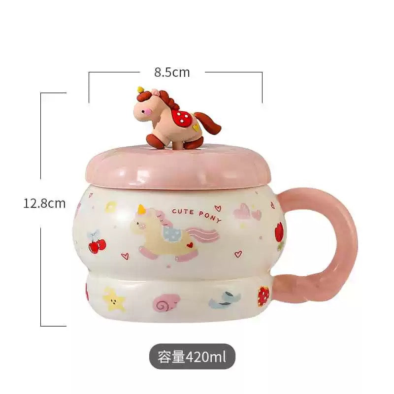 Taza de Cerámica Pony 420 ml con Tapa