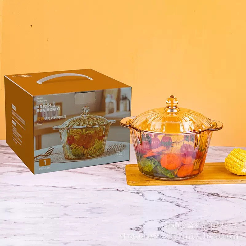 Cacerola de Vidrio de Borosilicsto Ámbar 800 ml