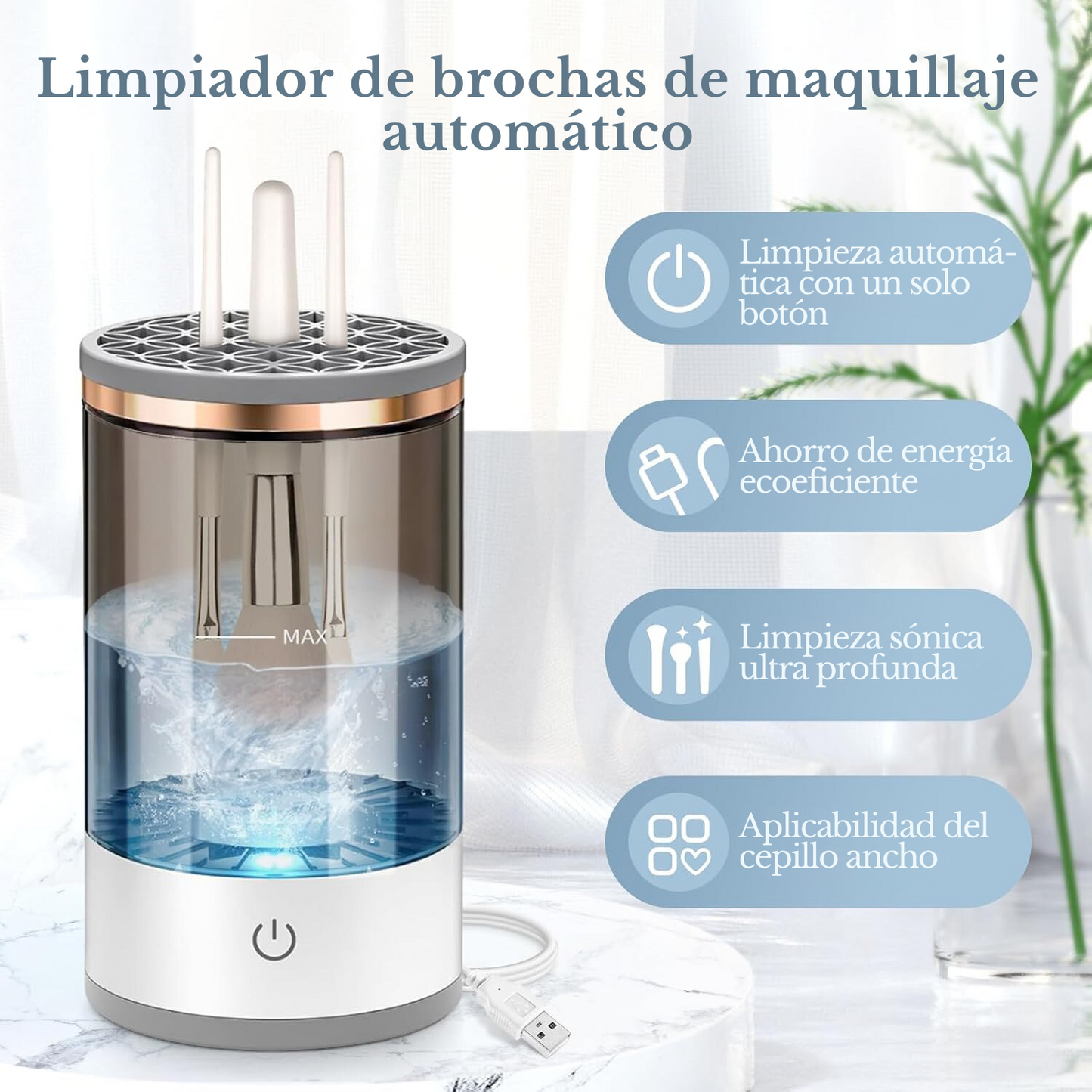 Limpiador Eléctrico de Brochas de Maquillaje Portátil