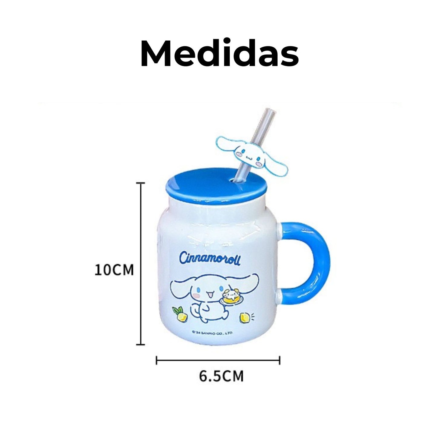 Taza de Cerámica Sanrio con Tapa y Sorbete 400 ml