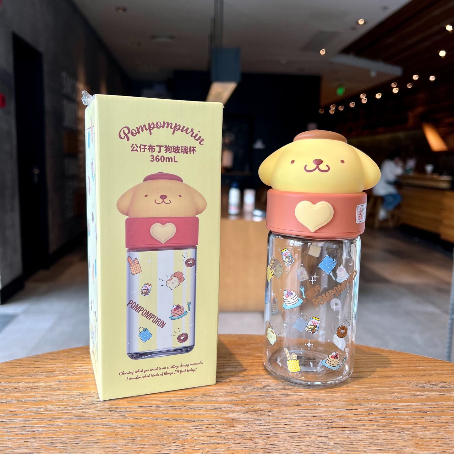 Sanrio 3D Pompompurin Glass Bottle – 360 ml