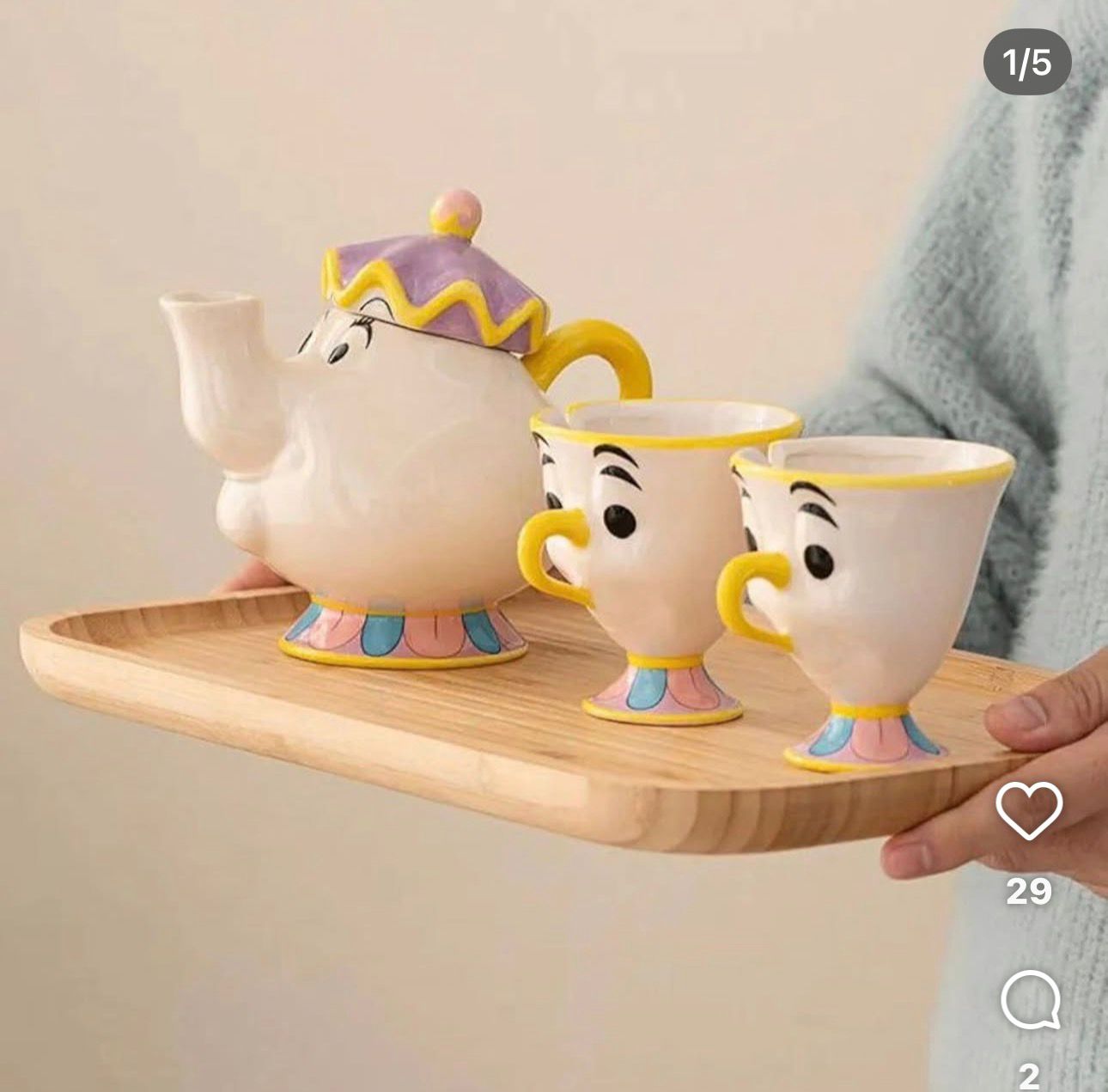 Set Tetera y tazas Mrs. Potts & Chip La Bella y la Bestia