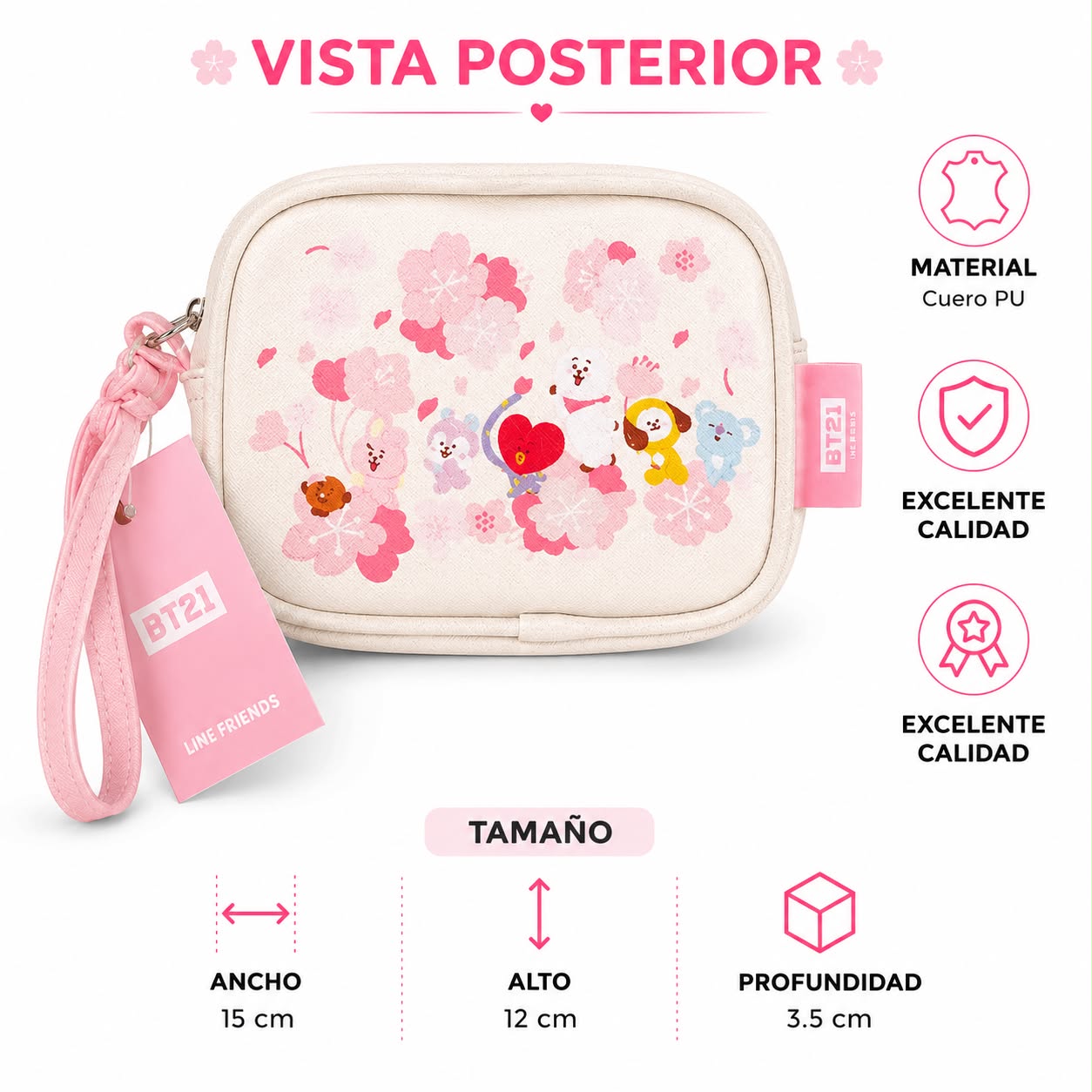 Neceser BT21 Line Friends Cherry Blossom Collection 15 cm