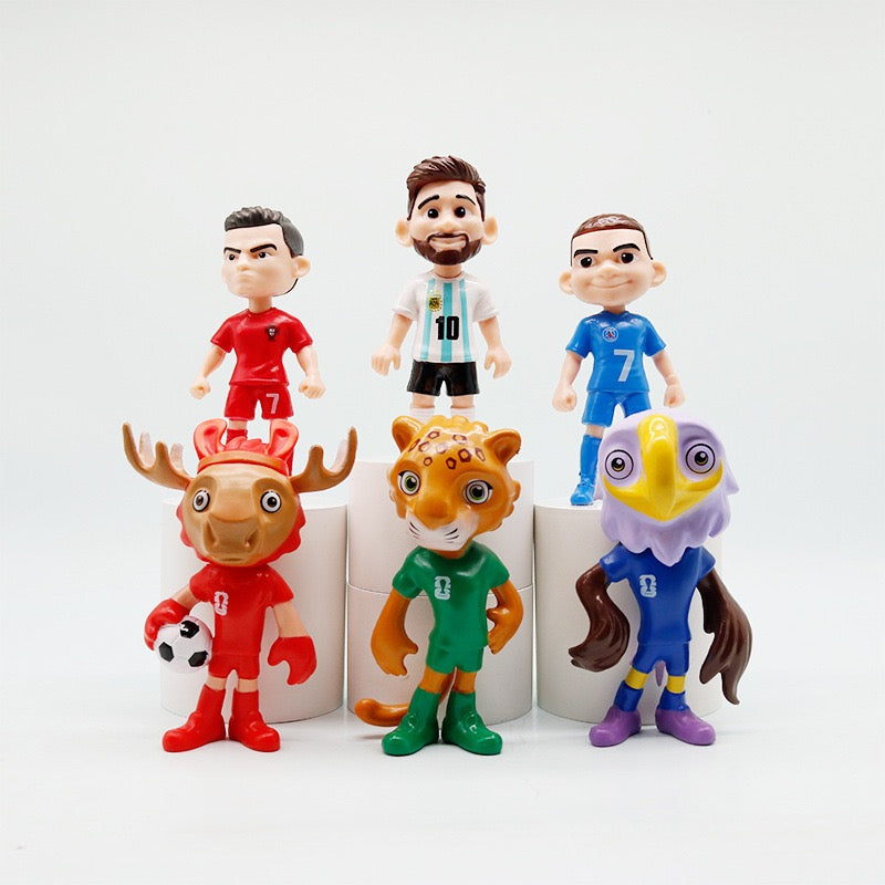 Set de 6 Figuras de PVC Mundial 2026 Messi Ronaldo Mbappé