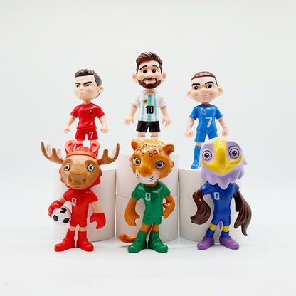 Set de 6 Figuras de PVC Mundial 2026 Messi Ronaldo Mbappé