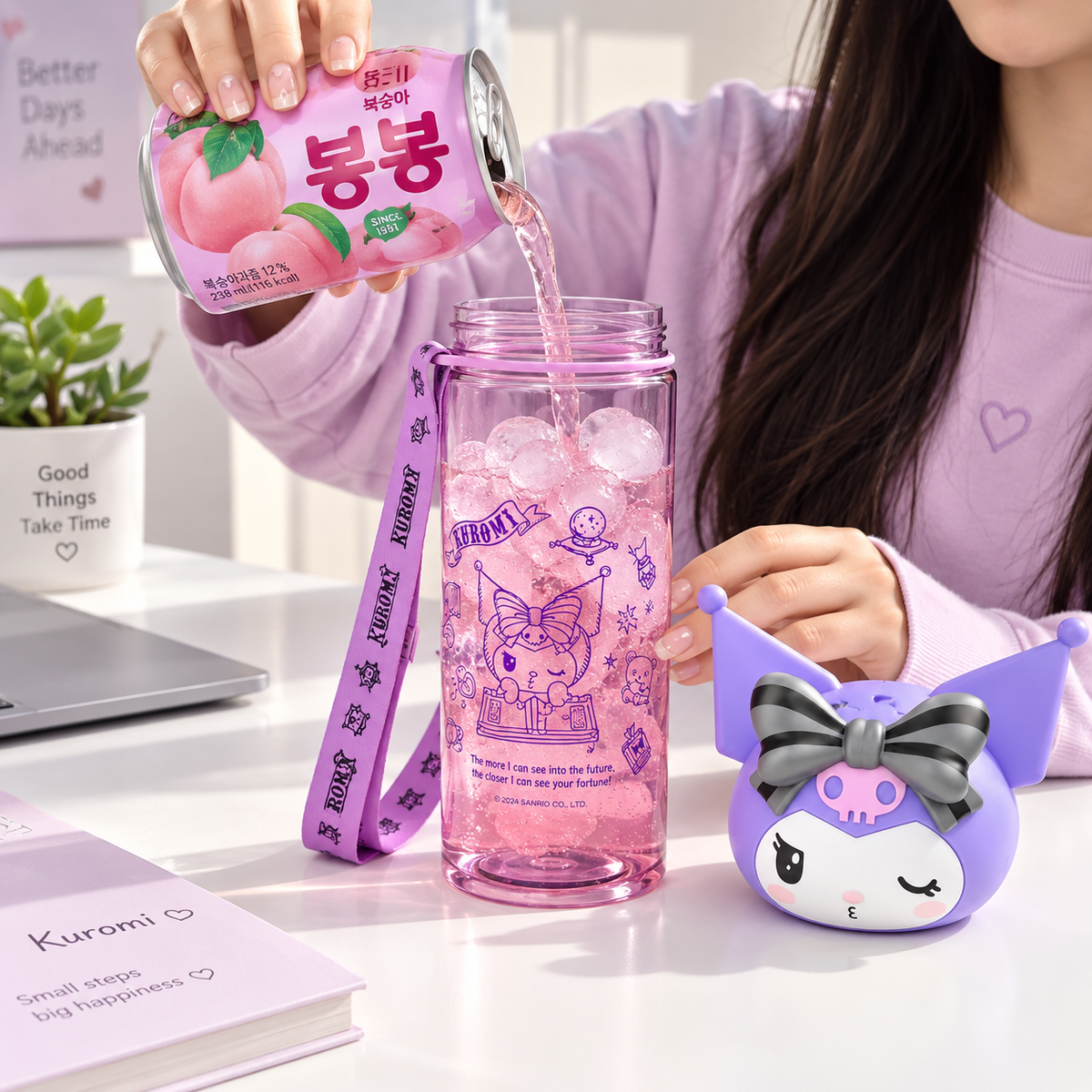 Botella de Plástico Kuromi 3D – 560 ml