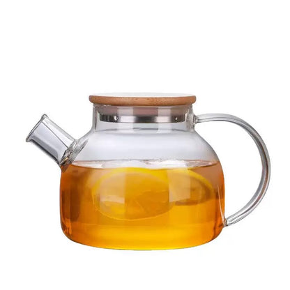 Tetera de Vidrio Borosilicato con Tapa de Bambú1 litro