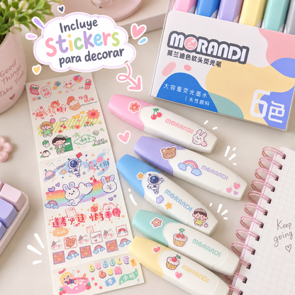 Set de 6 Resaltadores Morandi Pastel Soft Tip
