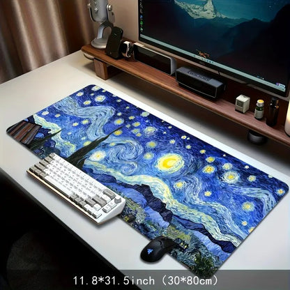 Mousepad Alfombrilla de Escritorio La Noche Estrellada Van Gogh 80 x 29 cm