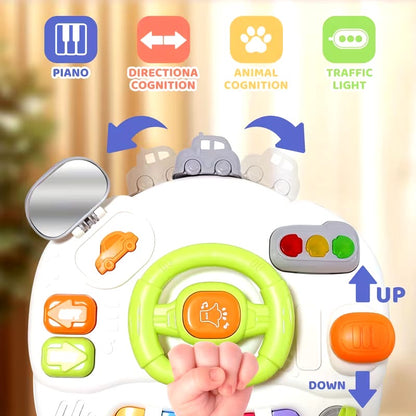 Mesa didáctica infantil interactivo volante automóvil con luz y sonido