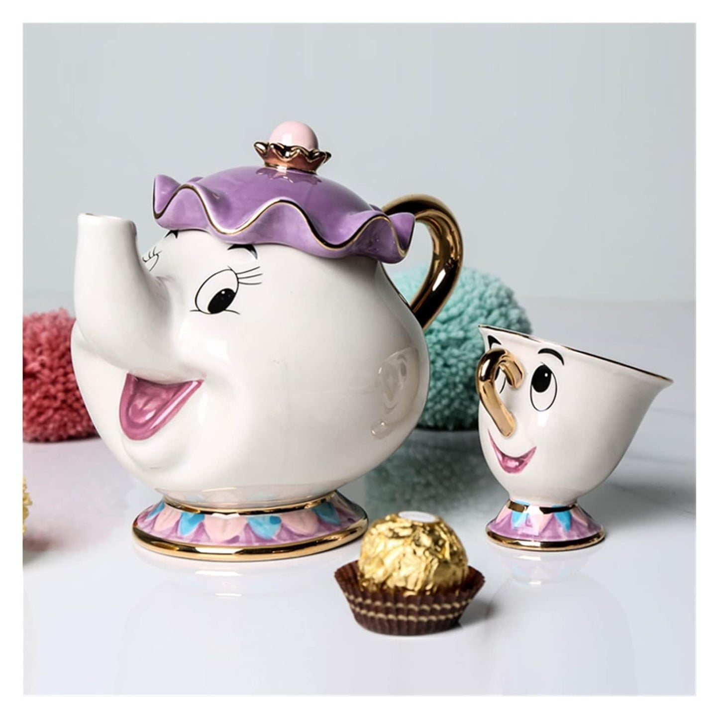 Set de Tetera Mrs. Potts y Taza Chip – La Bella y la Bestia