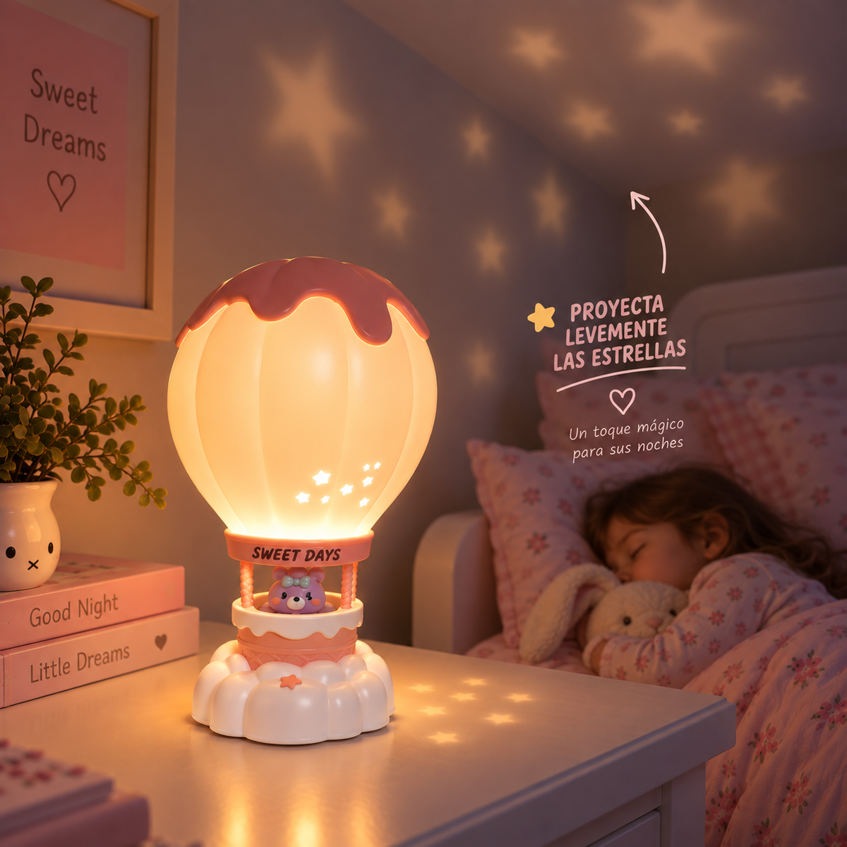 Lámpara Infantil Globo Aerostático - Rosado