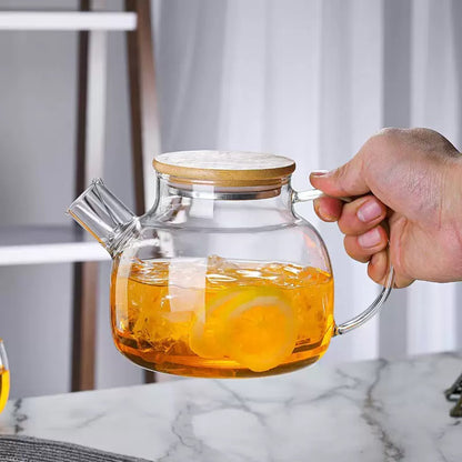 Tetera de Vidrio Borosilicato con Tapa de Bambú1 litro