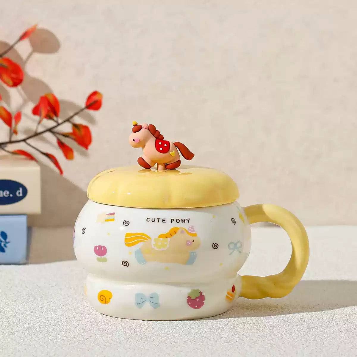 Taza de Cerámica Pony 420 ml con Tapa