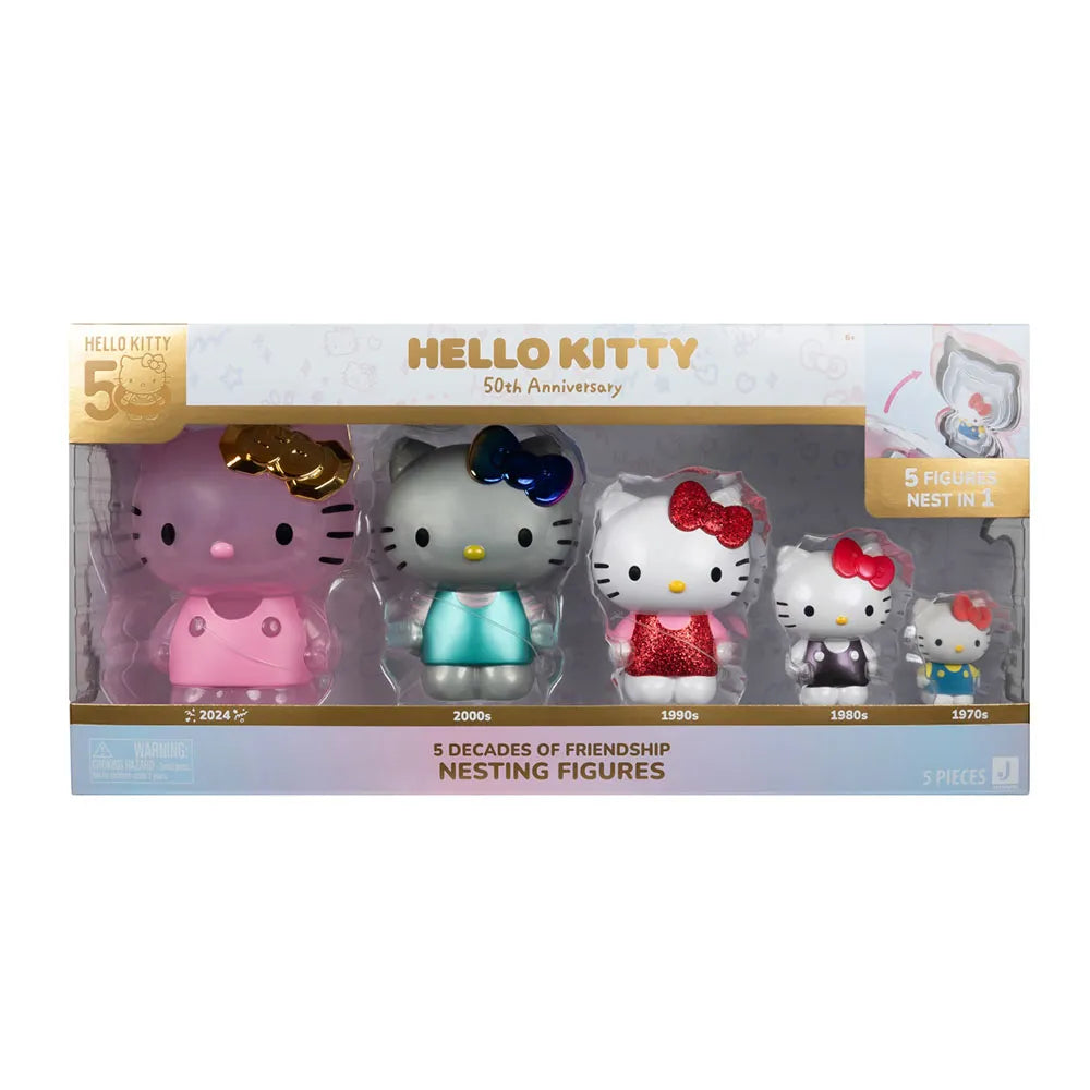 set 5 figuras de anidacion hello kitty 50 aniversario