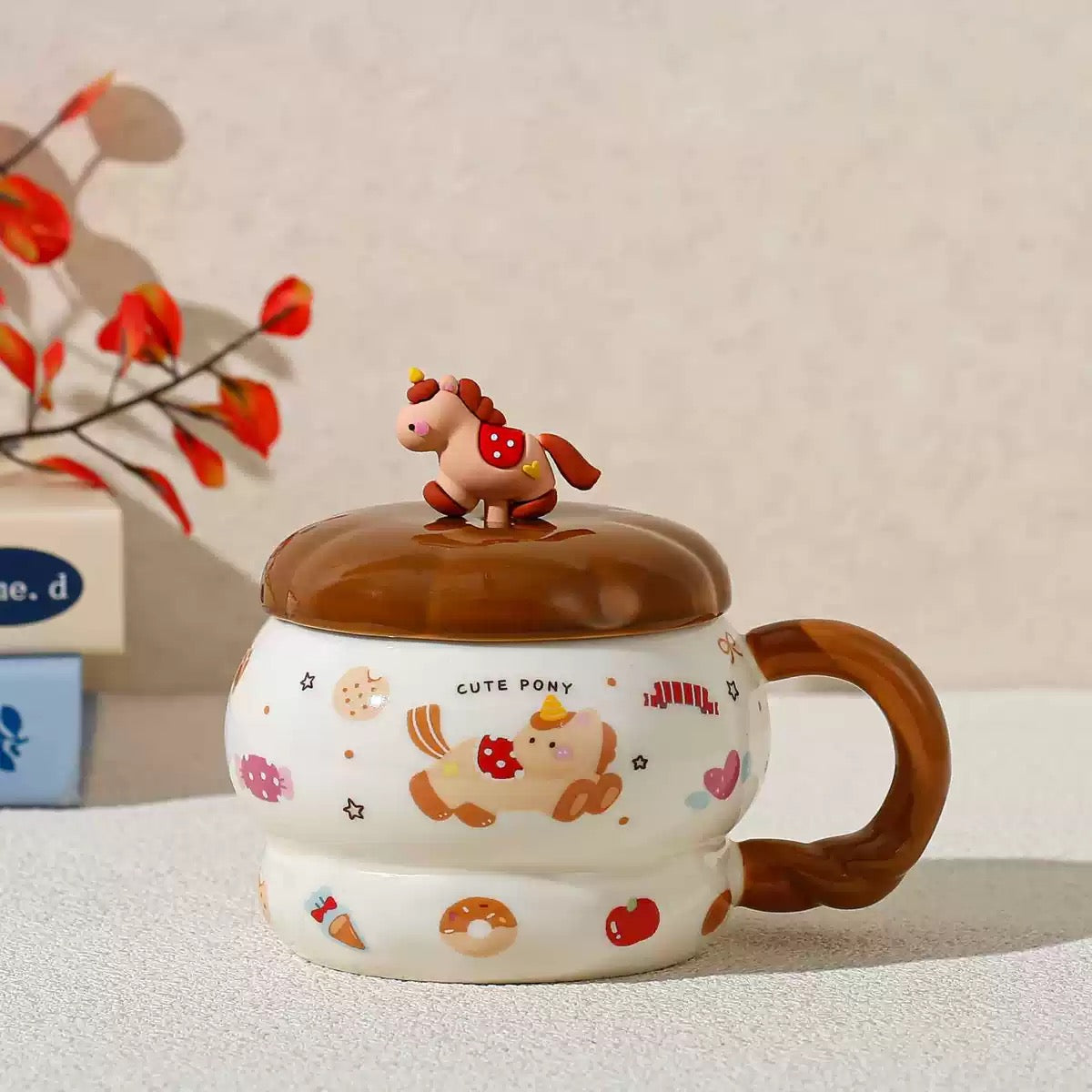 Taza de Cerámica Pony 420 ml con Tapa