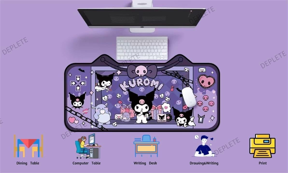 Mouse Pad Alfombrilla De Escritorio Kuromi 79x26 Lila