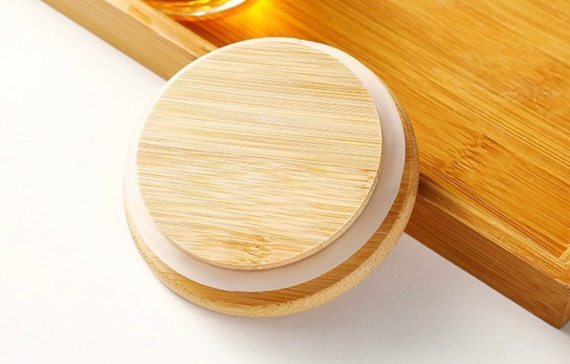 Tetera de Vidrio Borosilicato con Tapa de Bambú1 litro