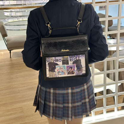 Mochila Cartera Ita Bag 2 en 1 Personalizable de Cuero PU con Panel Transparente