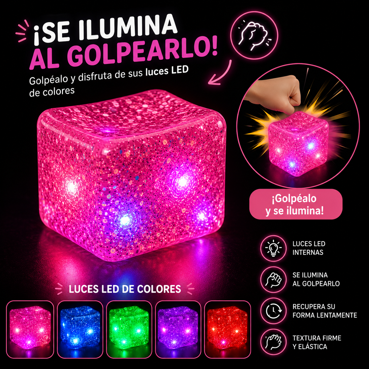 Squishy Cubo con Luces LED