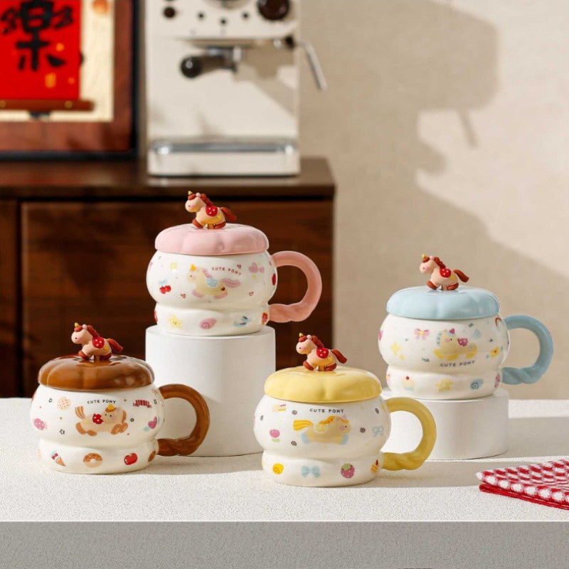 Taza de Cerámica Pony 420 ml con Tapa