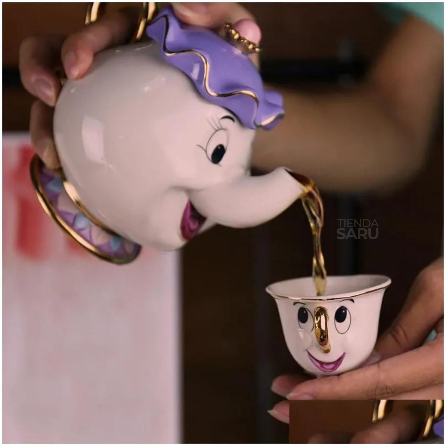 Set de Tetera Mrs. Potts y Taza Chip – La Bella y la Bestia