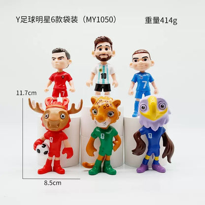 Set de 6 Figuras de PVC Mundial 2026 Messi Ronaldo Mbappé
