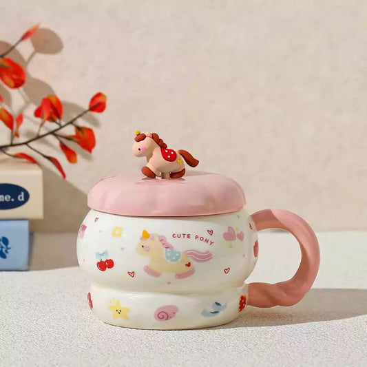 Taza de Cerámica Pony 420 ml con Tapa