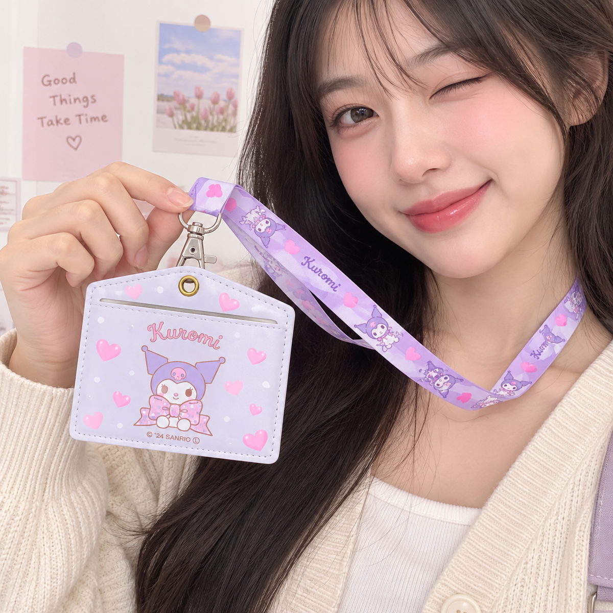 Porta Credencial + Lanyard Kuromi