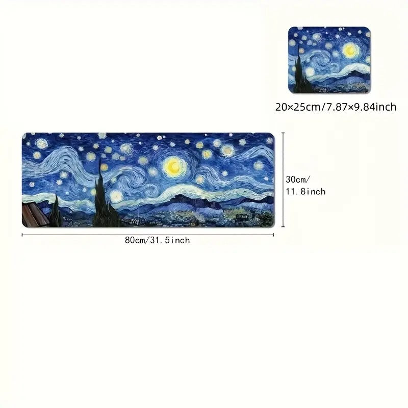 Mousepad Alfombrilla de Escritorio La Noche Estrellada Van Gogh 80 x 29 cm