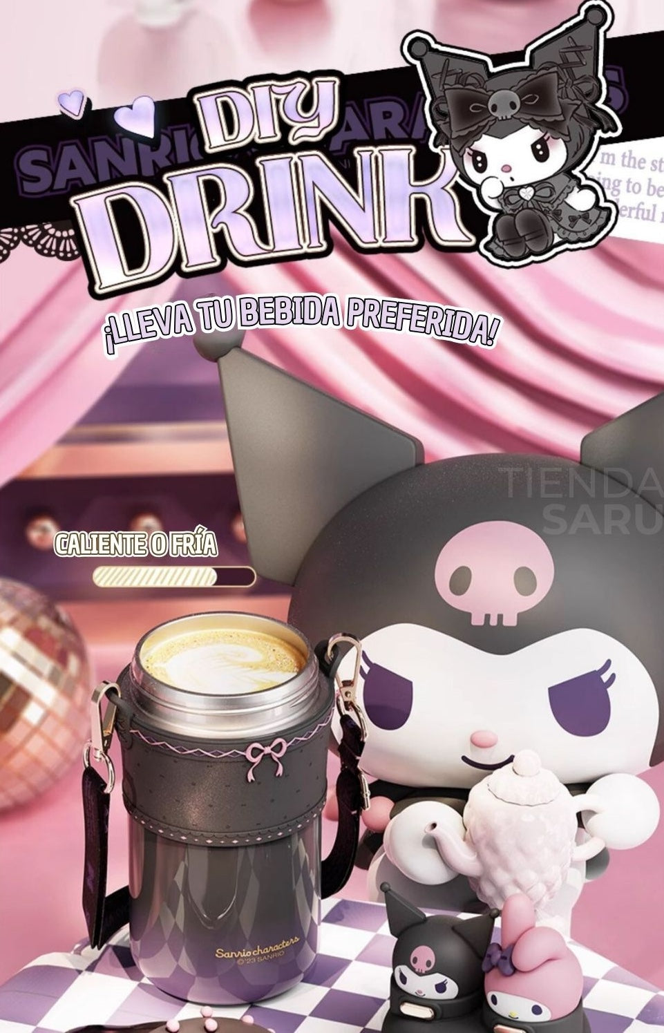 Termo Sanrio 3D Kuromi y My Melody Doble Boquilla - 550 ml