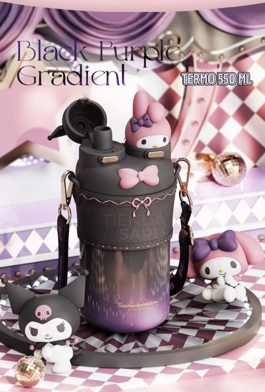 Termo Sanrio 3D Kuromi y My Melody Doble Boquilla - 550 ml