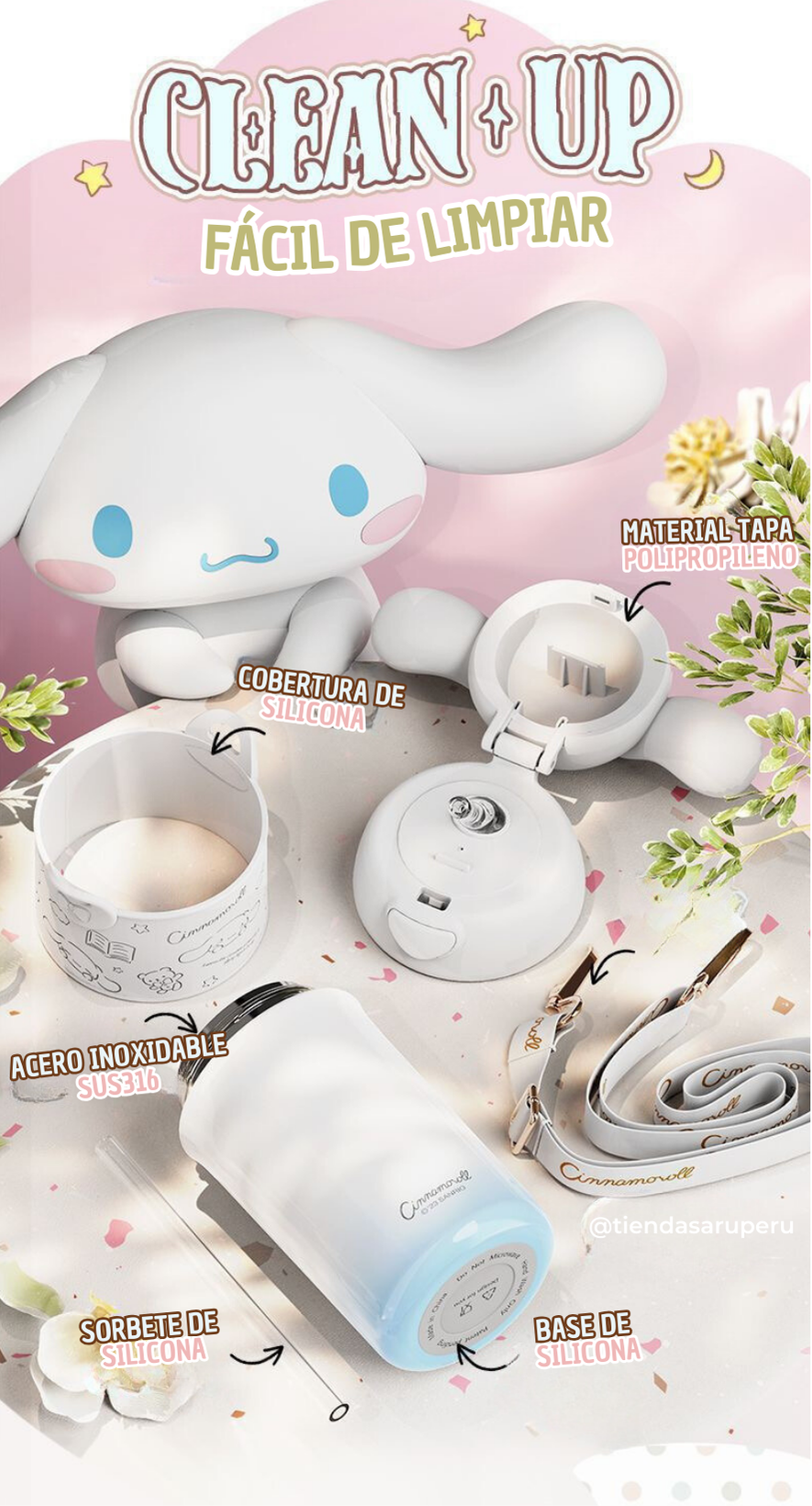 termo sanrio cinnamoroll acero 560 ml