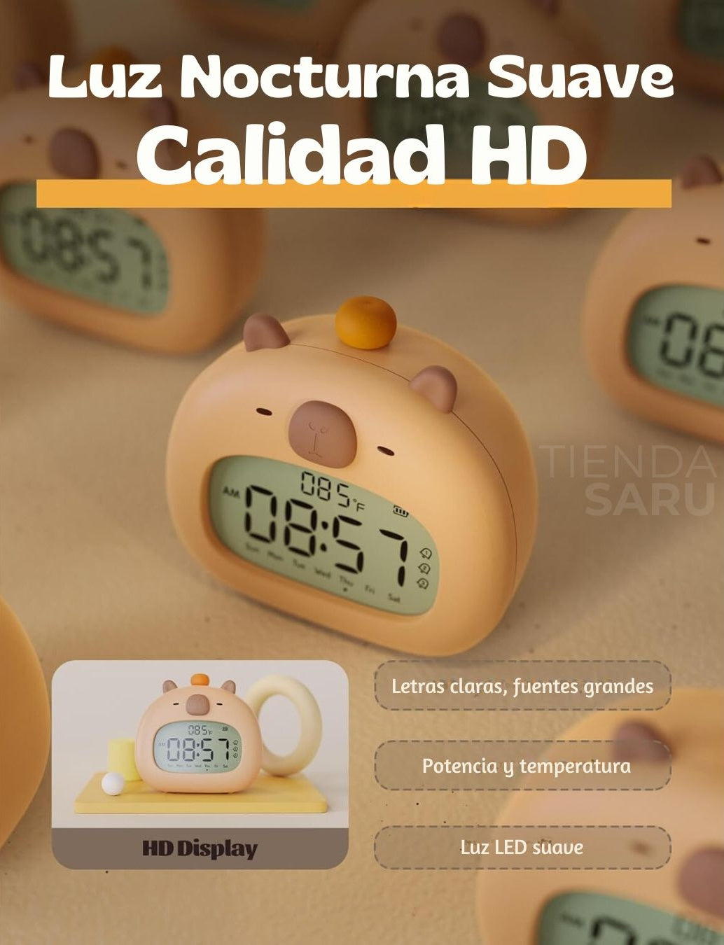 Reloj Despertador Capibara para Niños