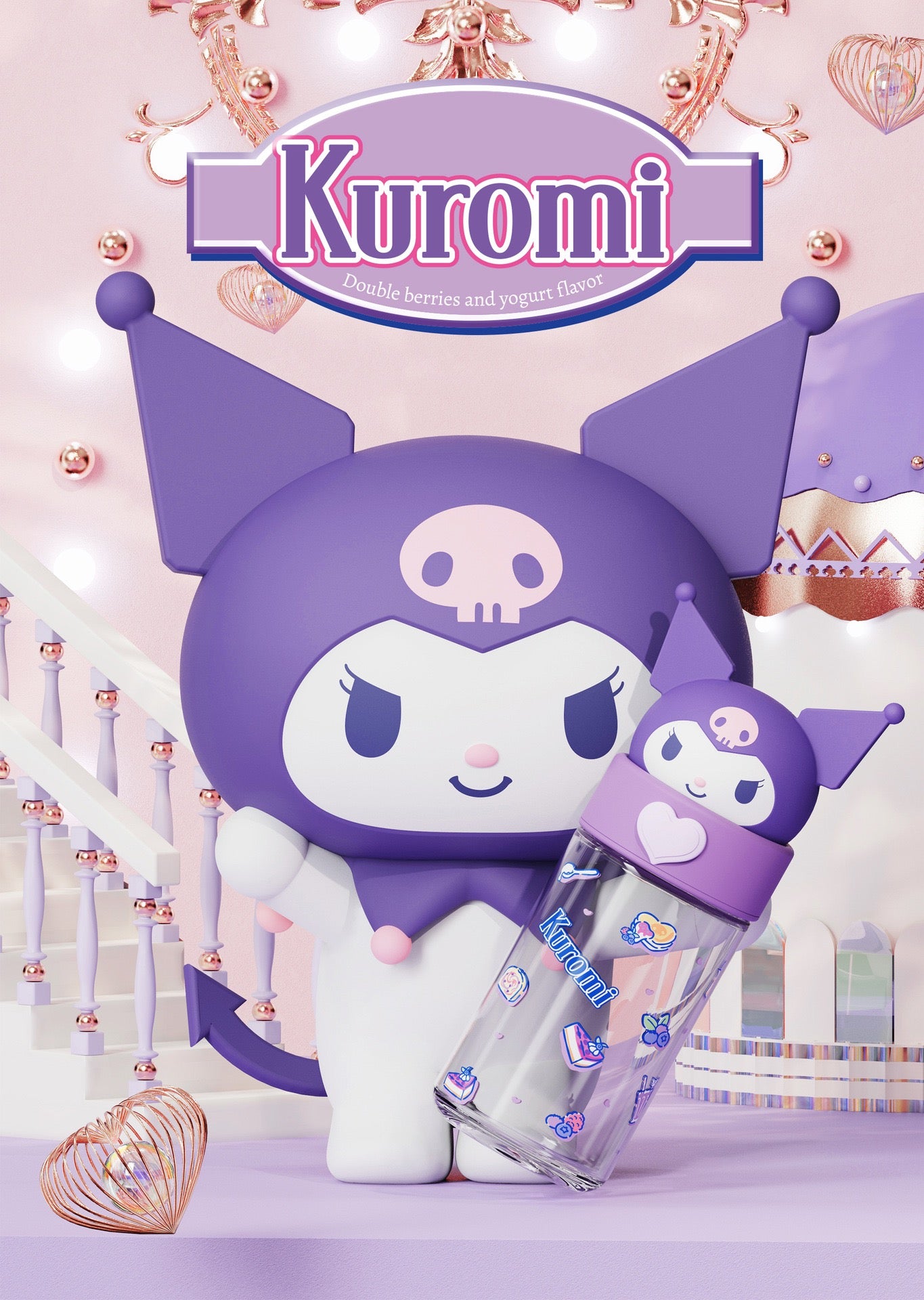 botella de vidrio sanrio kuromi 360 ml 