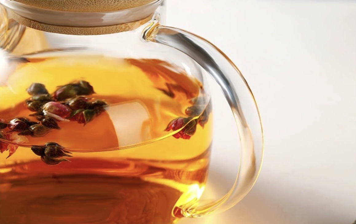 Tetera de Vidrio Borosilicato con Tapa de Bambú1 litro