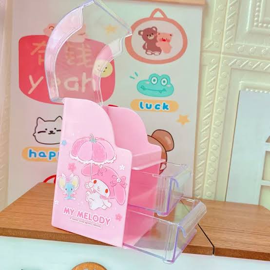 Mini Organizador Kawaii Sanrio de Plástico con Cajones Acrílicos