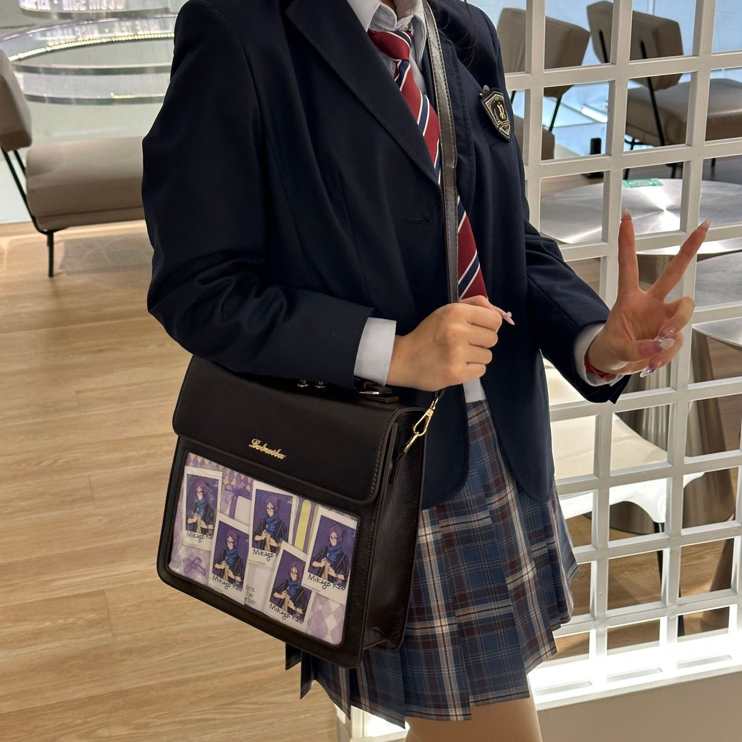 Mochila Cartera Ita Bag 2 en 1 Personalizable de Cuero PU con Panel Transparente