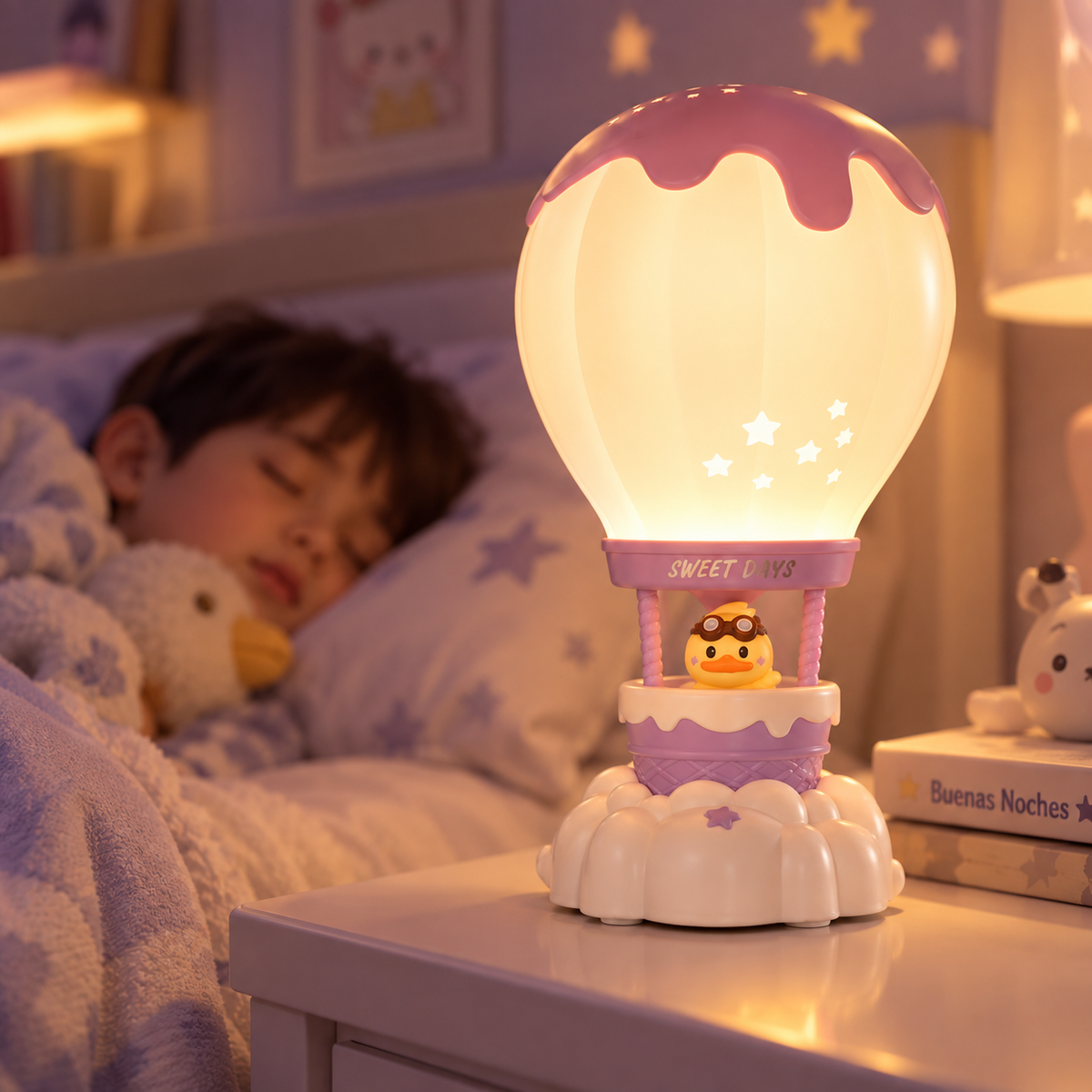 Lámpara Infantil Globo Aerostático - Lila