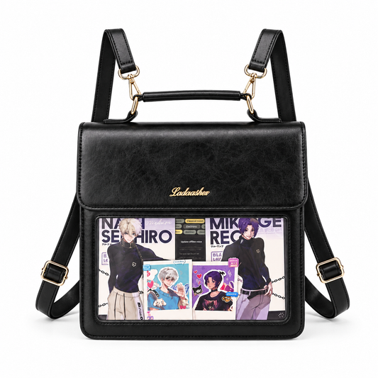 Mochila Cartera Ita Bag 2 en 1 Personalizable de Cuero PU con Panel Transparente
