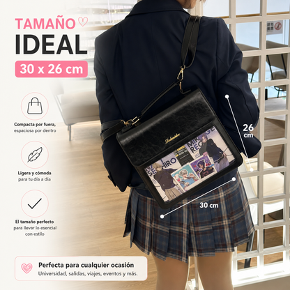 Mochila Cartera Ita Bag 2 en 1 Personalizable de Cuero PU con Panel Transparente