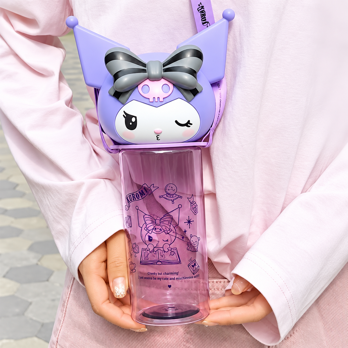 Botella de Plástico Kuromi 3D – 560 ml