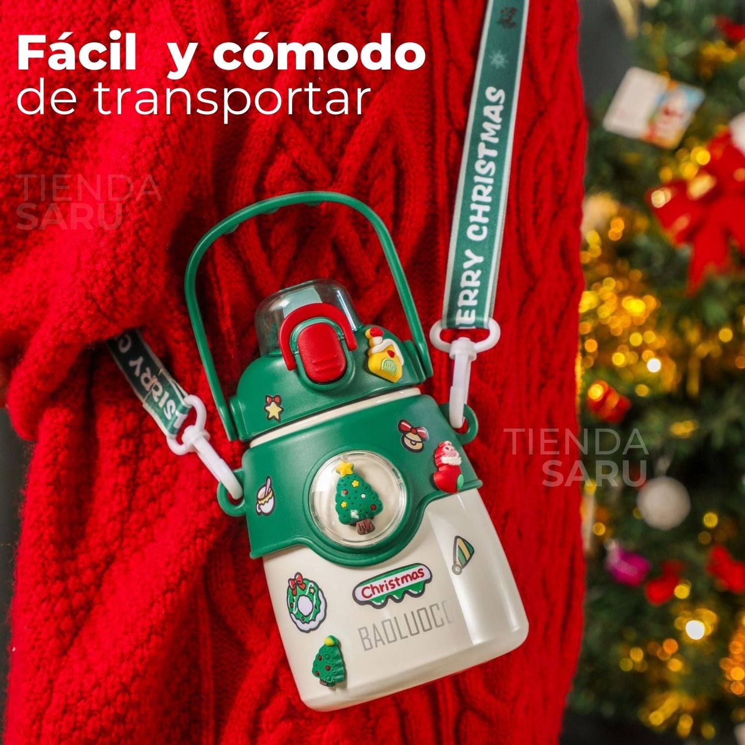 Termo Navideño Infantil de Acero Inoxidable con Stickers y Pegatinas – 850 ml