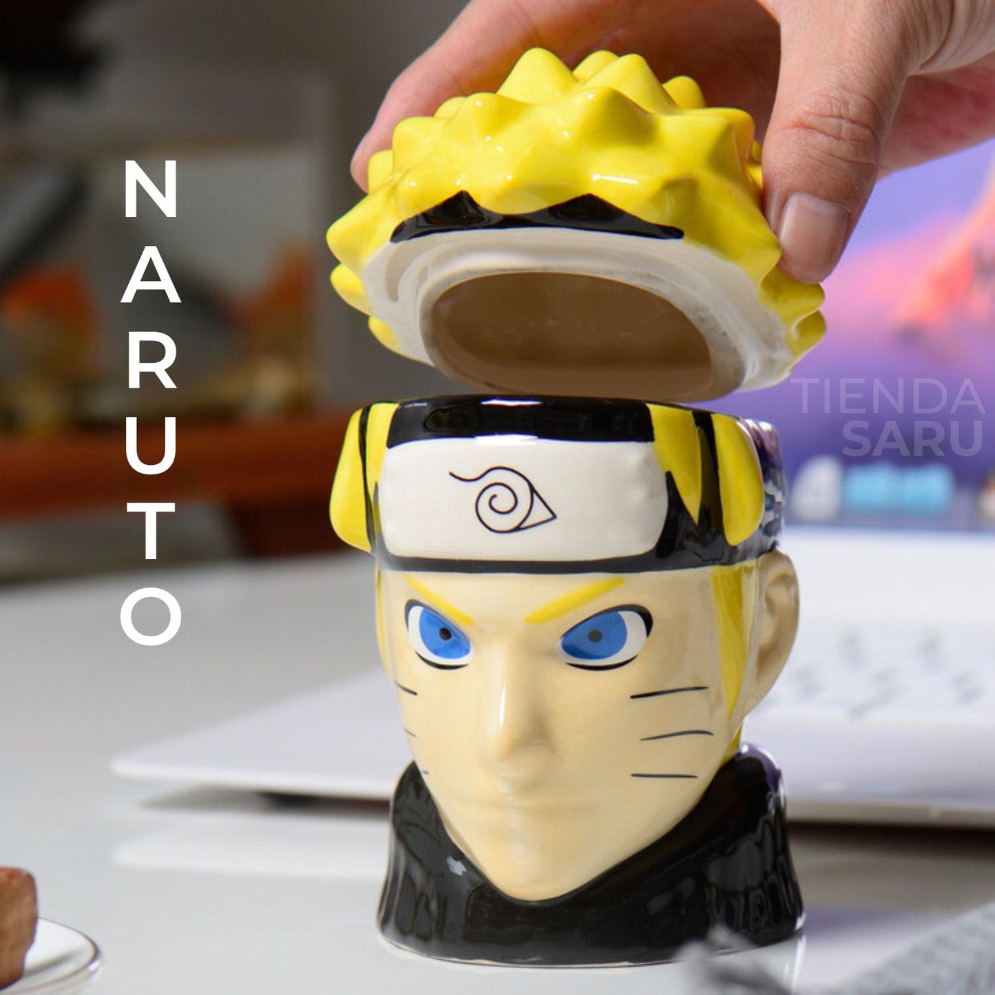 Taza Mug Naruto 3D de Cerámica con Tapa – 350 ml