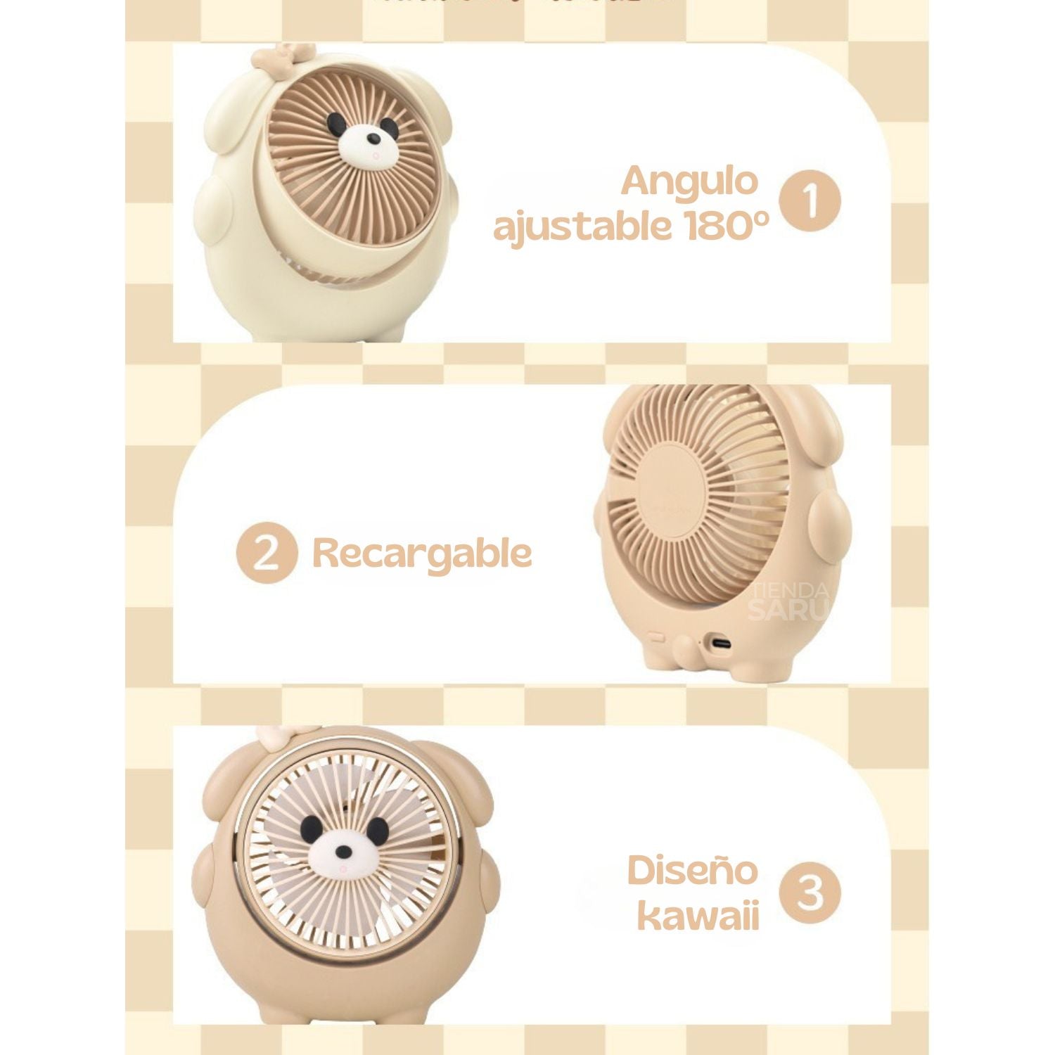 Mini Ventilador Perrito Inalámbrico y Giratorio