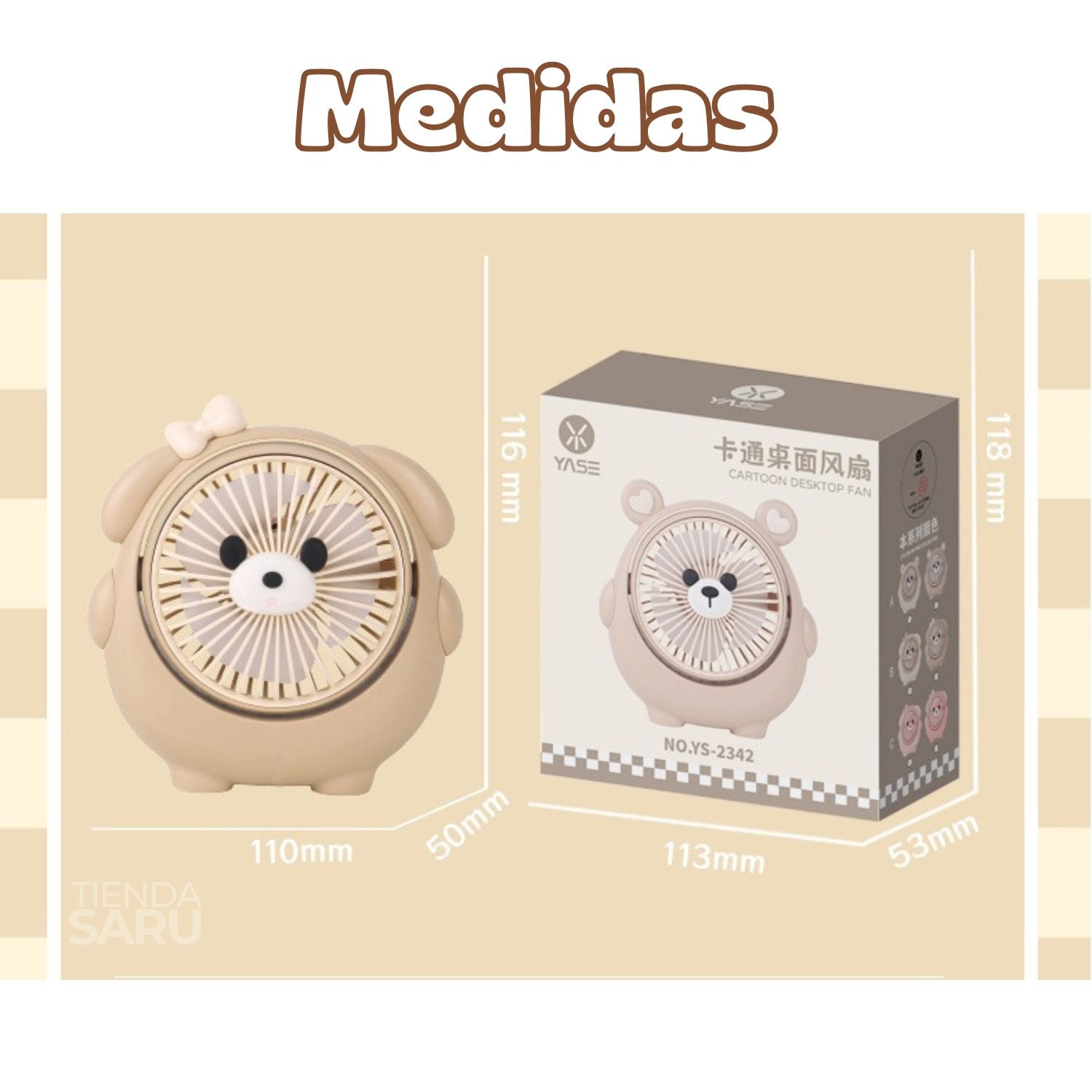 Mini Ventilador Perrito Inalámbrico y Giratorio