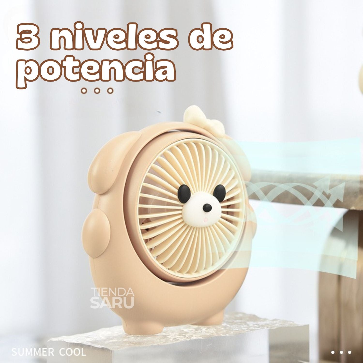 Mini Ventilador Perrito Inalámbrico y Giratorio