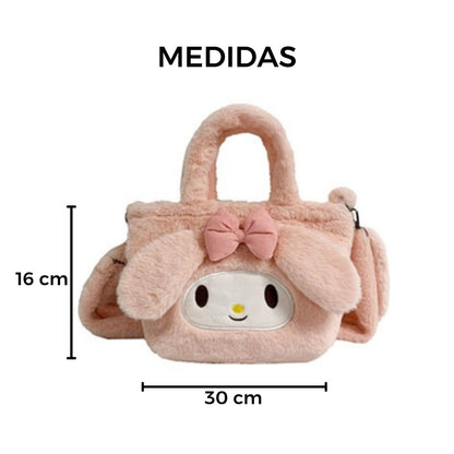 Bolso de Peluche My Melody 3D con Correa Desmontable – Diseño Adorable Sanrio Kawaii