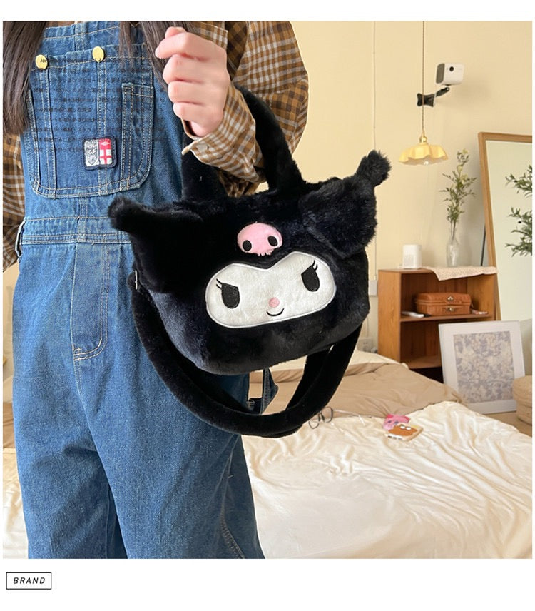 Bolso de Peluche Kuromi 3D con Correa Desmontable