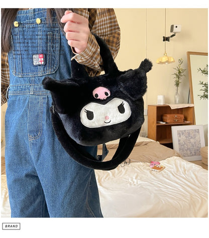 Bolso de Peluche Kuromi 3D con Correa Desmontable